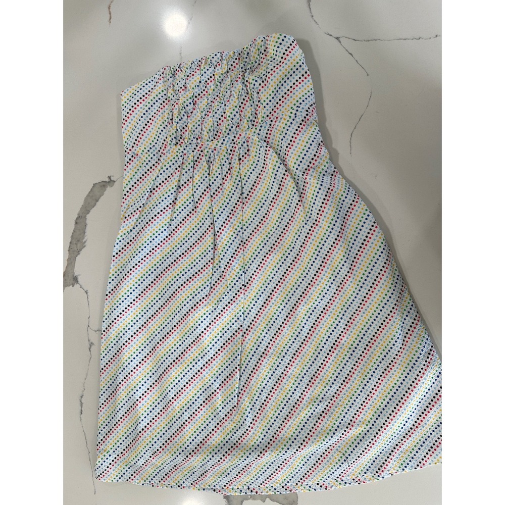 Lilly Pulitzer Strapless Seersucker Polka Dot‎ Mini Dress Multi Color Womens 10